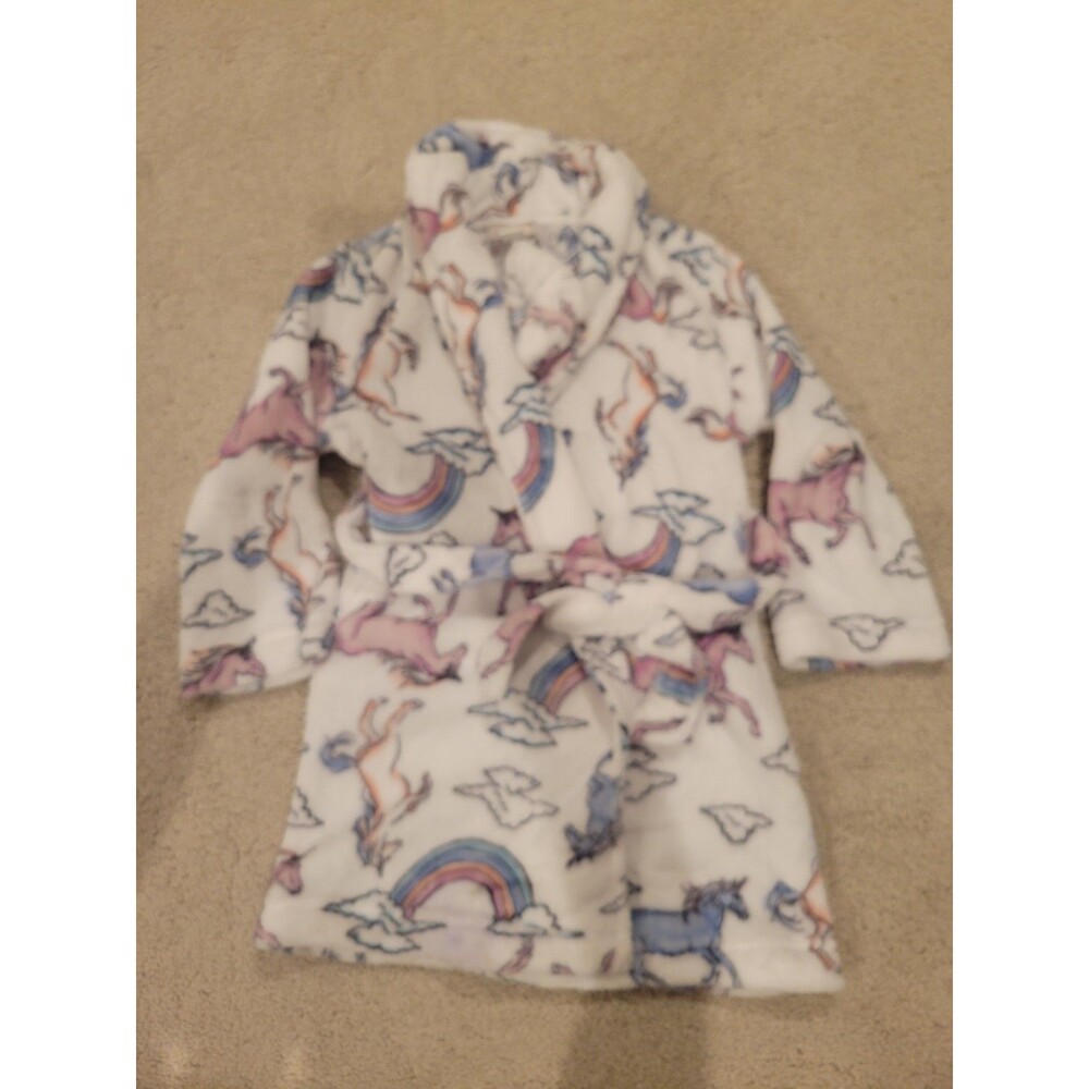 NWT HSN Lacey Chabert Kid's "Mommy+Me" Printed Short Robe Unicorns Kid Small